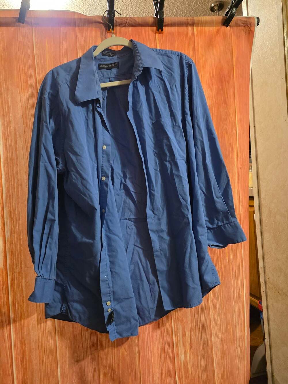 Giorgio Brutini Men's Blue Long Sleeve Button-Down Dress Shirt Size XL 17-17.5